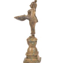 Lady Holding Diya In Her Hands Bronze Figurine