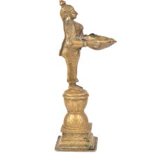 Lady Holding Diya In Her Hands Bronze Figurine
