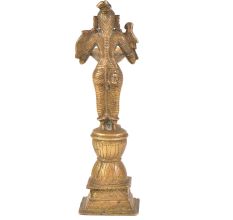 Brass Lady Holding A Diya In Her Hand And Is On A Raised Platform