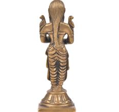 Lady Holding Diya In Her Hands And 2 Birds On Each Shoulder Bronze Figurine