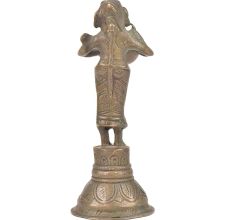 Bronze Lady Holding A Diya In Her Hand With a Vintage Look