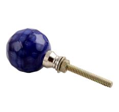 Round Navy Blue Glass Drawer Knob 