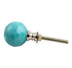 Round Sea Blue Glass Cabinet Knob 