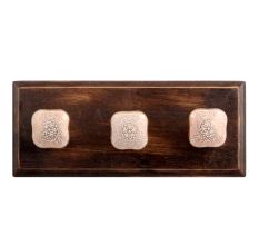 Pink Square Ceramic Wooden Hook 