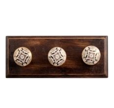 Golden Floral Ceramic Wooden Hook
