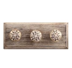 Golden Floral Ceramic Wooden Hook