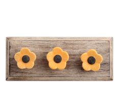 Mustard Daffodils Ceramic Wooden Hook