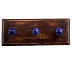 Round Navy Blue Glass Wooden Hook
