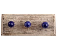 Round Navy Blue Glass Wooden Hook