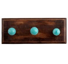 Round Sea Blue Glass Wooden Hook 