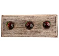 Green And Red Star Cut Glass Wooden Hook