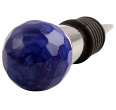 Round Navy Blue Glass Wine Stopper