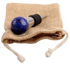 Round Navy Blue Glass Wine Stopper