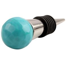 Round Sea Blue Glass Wine Stopper