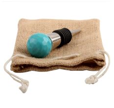 Round Sea Blue Glass Wine Stopper