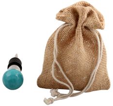 Round Sea Blue Glass Wine Stopper