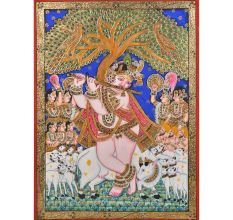 Murali Krishna Tanjore Painting With Frame