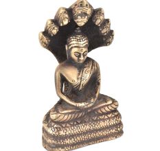 Bronze Buddha Sitting Under Snake Hood