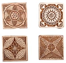 Set of 4 Piece New Mix Wooden Printing Block