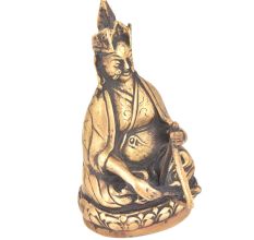 Bronze Nepalese Musician Sitting With A Triangle