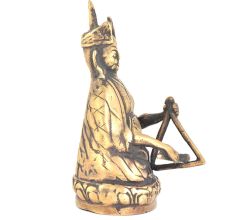 Bronze Nepalese Musician Sitting With A Triangle