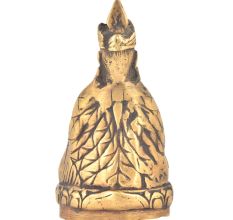 Bronze Nepalese Musician Sitting With A Triangle