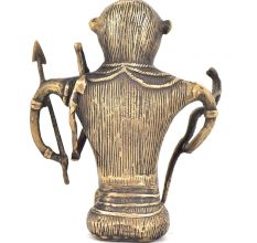 Bronze Tribal Art Huntsman Sitting Holding A Snake His Hand & Carrying Bow & Arrow On Shoulder