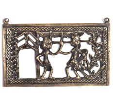 Bronze Tribal Wall Art Hanging With A Woman & Man Holding Woman Hand