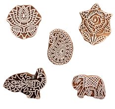 Set of 5 Piece New Mix Wooden Printing Block