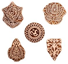 Set of 5 Piece New Mix Wooden Printing Block