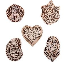 Set of 5 Piece New Mix Wooden Printing Block