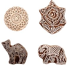 Set of 4 Piece New Mix Wooden Printing Block