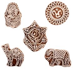 Set of 5 Piece New Mix Wooden Printing Block