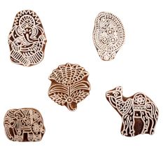 Set of 5 Piece New Mix Wooden Printing Block