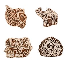 Set of 4 Piece New Mix Wooden Printing Block
