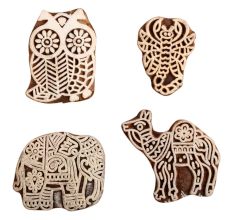 Set of 4 Piece New Mix Wooden Printing Block