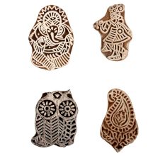 Set of 4 Piece New Mix Wooden Printing Block