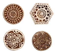 Set of 4 Piece New Mix Wooden Printing Block