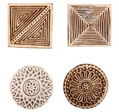 Set of 4 Piece New Mix Wooden Printing Block