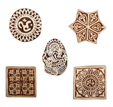 Set of 5 Piece New Mix Wooden Printing Block