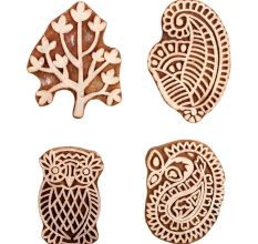 Set of 4 Piece New Mix Wooden Printing Block