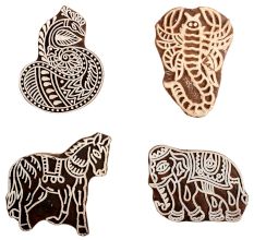 Set of 4 Piece New Mix Wooden Printing Block
