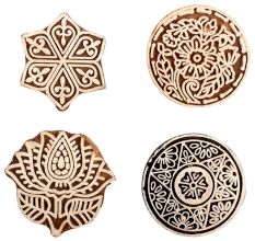 Set of 4 Piece New Mix Wooden Printing Block