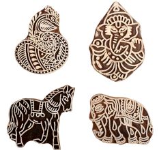 Set of 4 Piece New Mix Wooden Printing Block