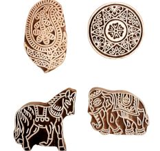 Set of 4 Piece New Mix Wooden Printing Block