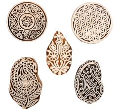 Set of 5 Piece New Mix Wooden Printing Block