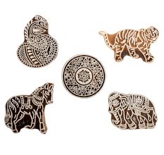 Set of 5 Piece New Mix Wooden Printing Block