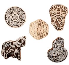 Set of 5 Piece New Mix Wooden Printing Block