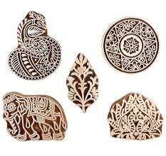 Set of 5 Piece New Mix Wooden Printing Block