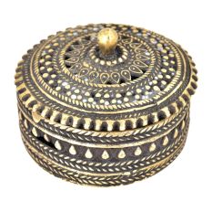 Bronze Jali Design Circular Storage Box